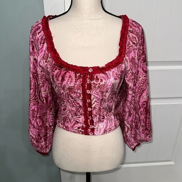 Free People Dare Me Velvet blouse size small - Picture 7 of 12